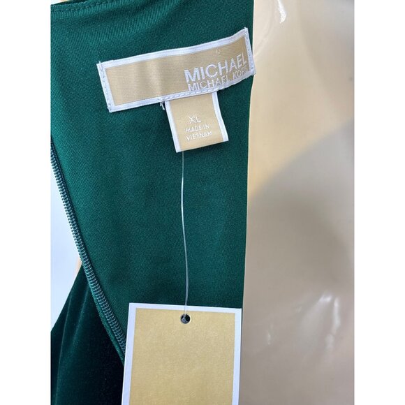 Michael Kors Stretch Velvet Sleeveless Twist Neck Midi Dress Green XL NEW - Picture 5 of 6